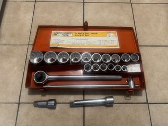 Vintage PITTSBURGH FORGE 21 Piece 3/4 Drive Socket Set $220