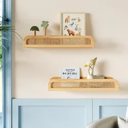 Nestig Cove Floating Shelves (Set of 2) Rattan/Cane