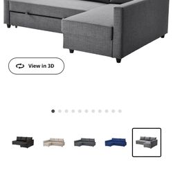 IKEA Couch Grey With Pull Out Bed And Storage