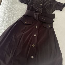 Brown belted dress