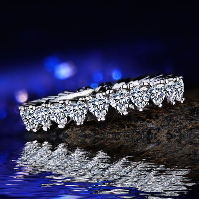 "Finger Ring Zircon Silver Fashion CZ Eternity Rings For Woman, HA4095-6
