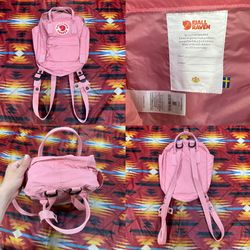 Fjallraven Kanken Mini Backpack 7L Pink 23561 Straps Travel School Adjustable