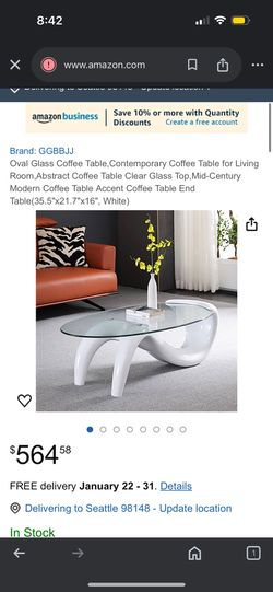 Modern Oval Glass Coffee Table White Base
