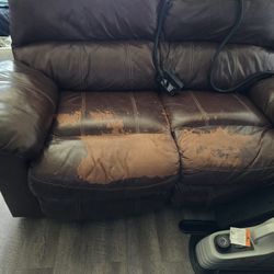 Free Leather Loveseat And Matching Recliner, No Smoke Household.