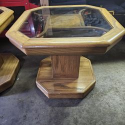 Wood End Tables With Glass Tops
