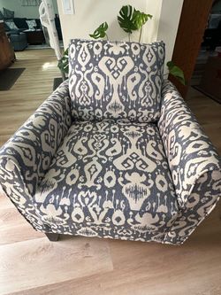 Accent Arm Chair, Gray-Blue & Off-White Design