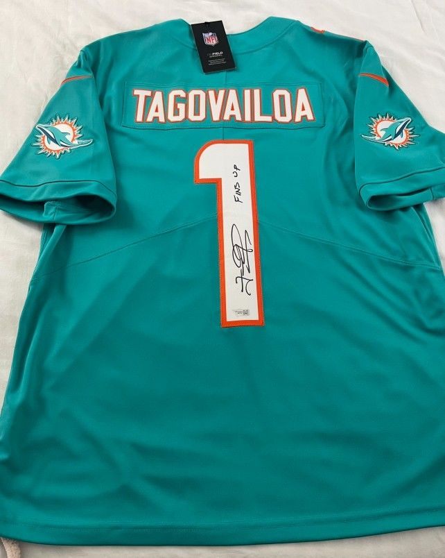Miami Dolphins Tagovailoa Signed Jersey With Fanatics COA Brand New WT