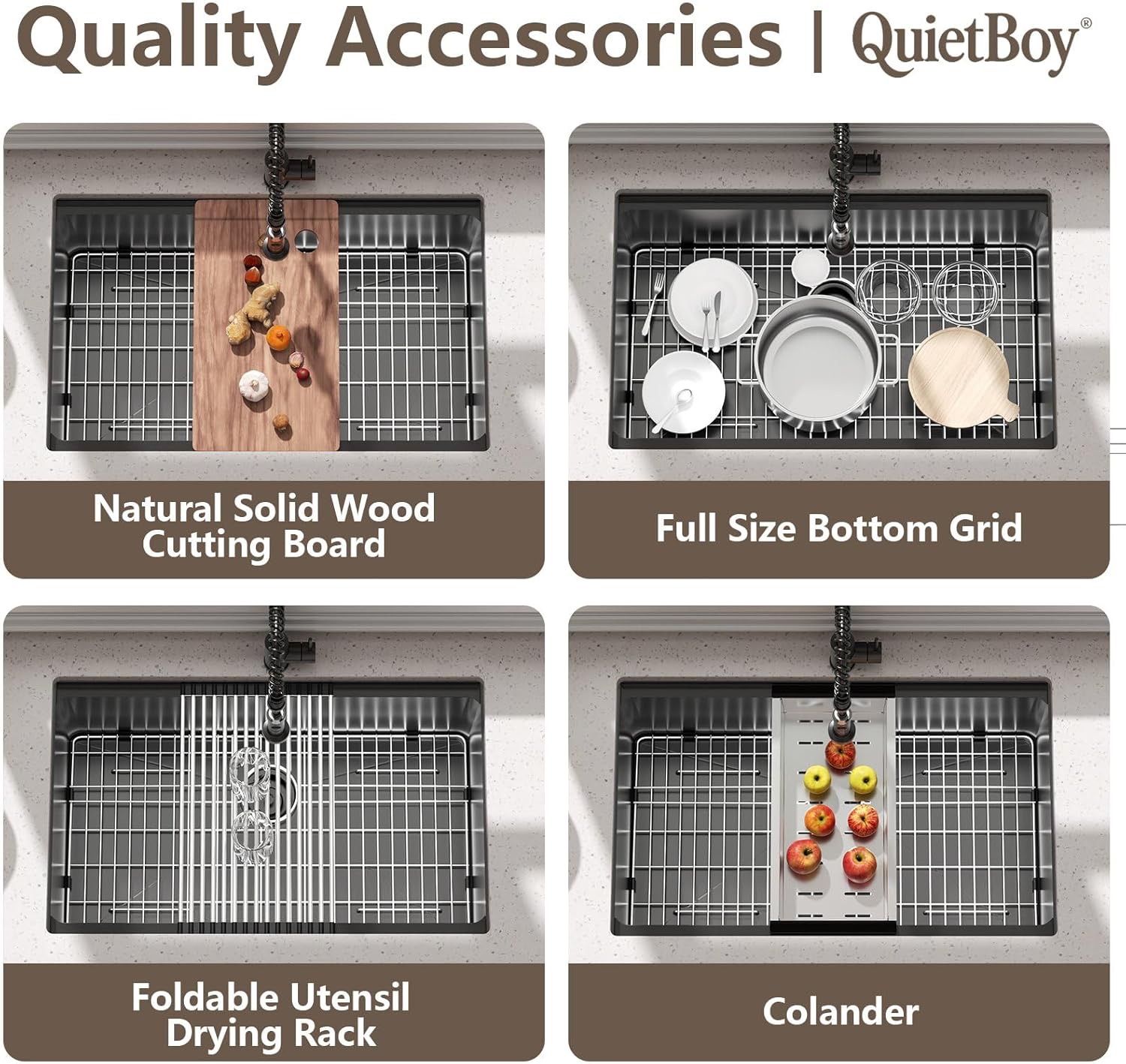 Brand new in box Stainless Steel Kitchen Sink with Faucet: 30 Inch Undermount Single Bowl Farmhouse Workstation Sink Noise Reducing Design & Accesso