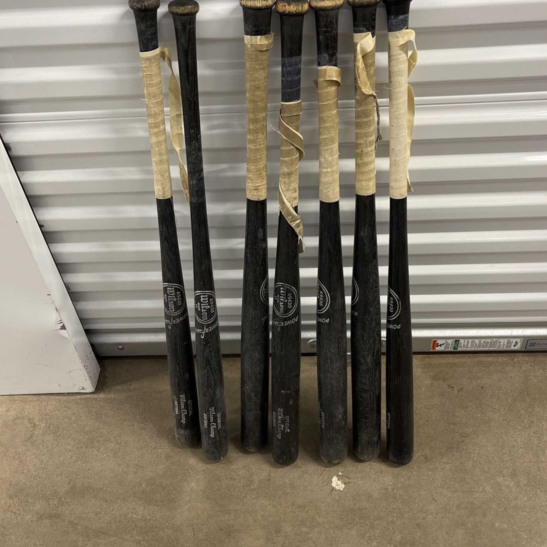Set of 7 Vintage 32” Wilson A9430 Wood Softball Bats