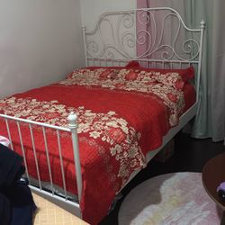 Queen Iron Bed Frame + Mattress 