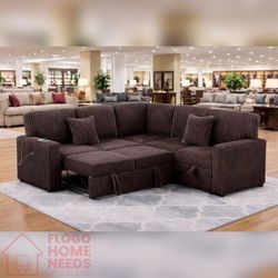 3- Pieces Corduroy Convertible Sectional sofa