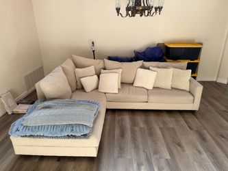 Beige Sectional Sofa with Chaise