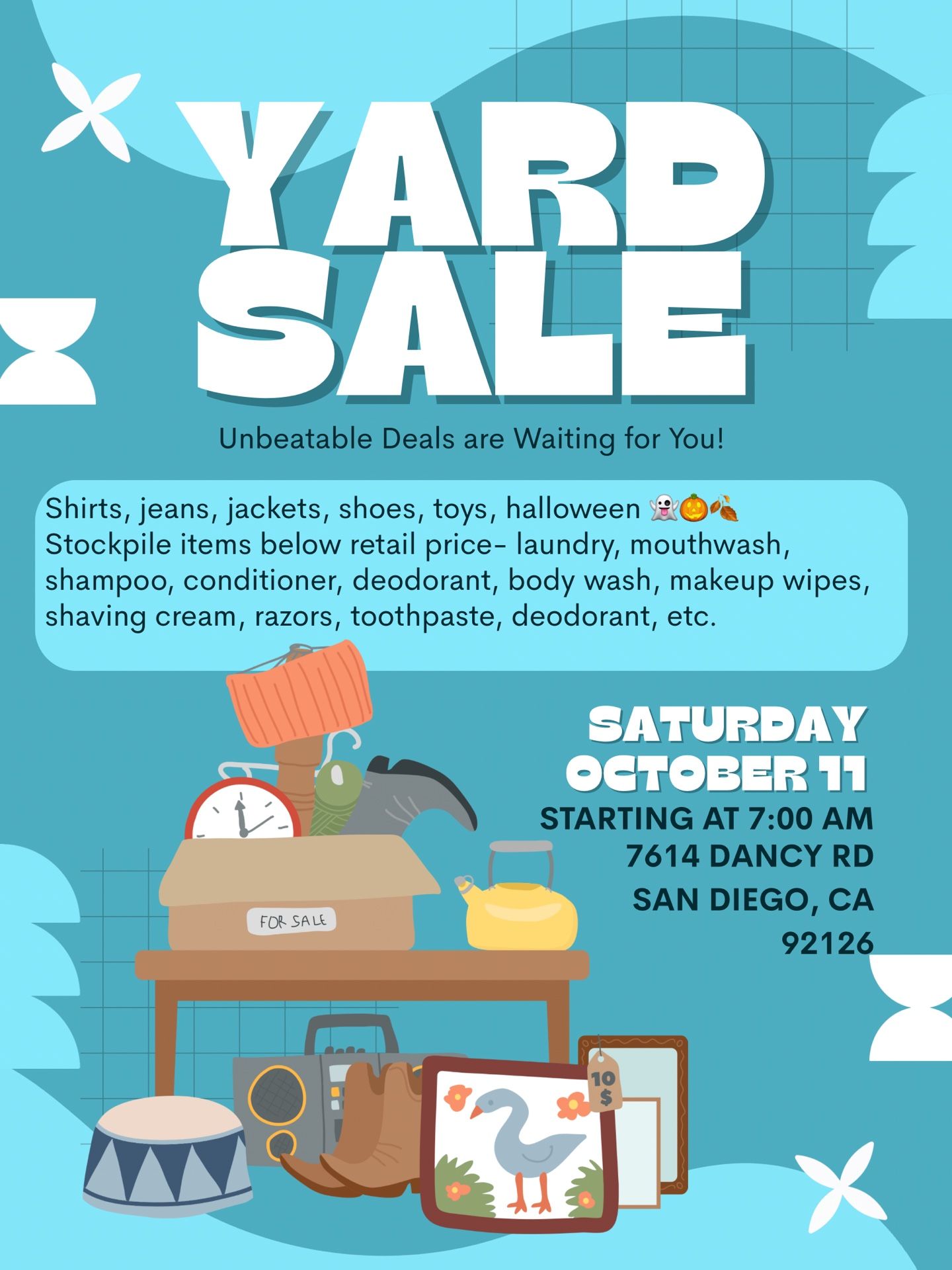 YARD SALE 10/11