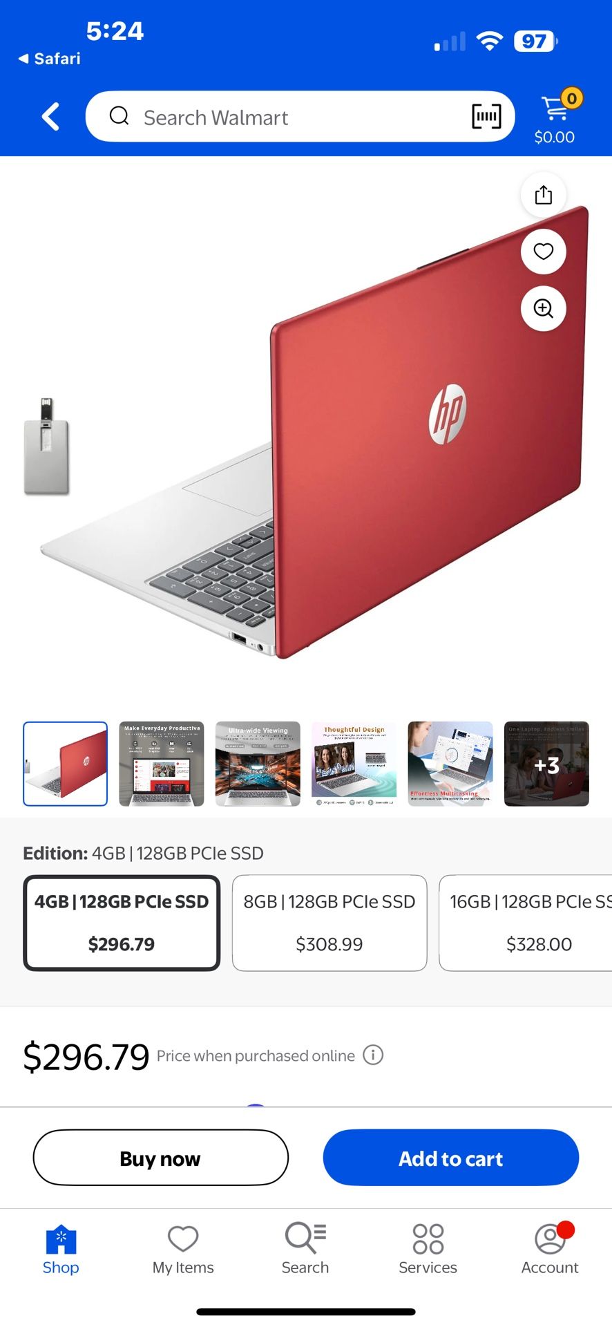 Red HP laptop