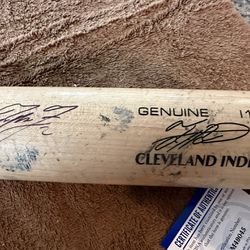 Tyler Freeman Signed Louisville Slugger Game Used Baseball Bat PSA Witnessed COA