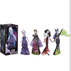 Disney Princess Villains Black and Brights Collection, Fashion Doll 4 Pack, Disney Villains Toy for Kids 5 Years Old and Up