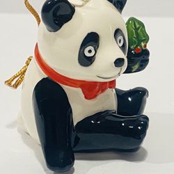 Vintage Ceramic Panda Christmas Ornament made in Japan 1983