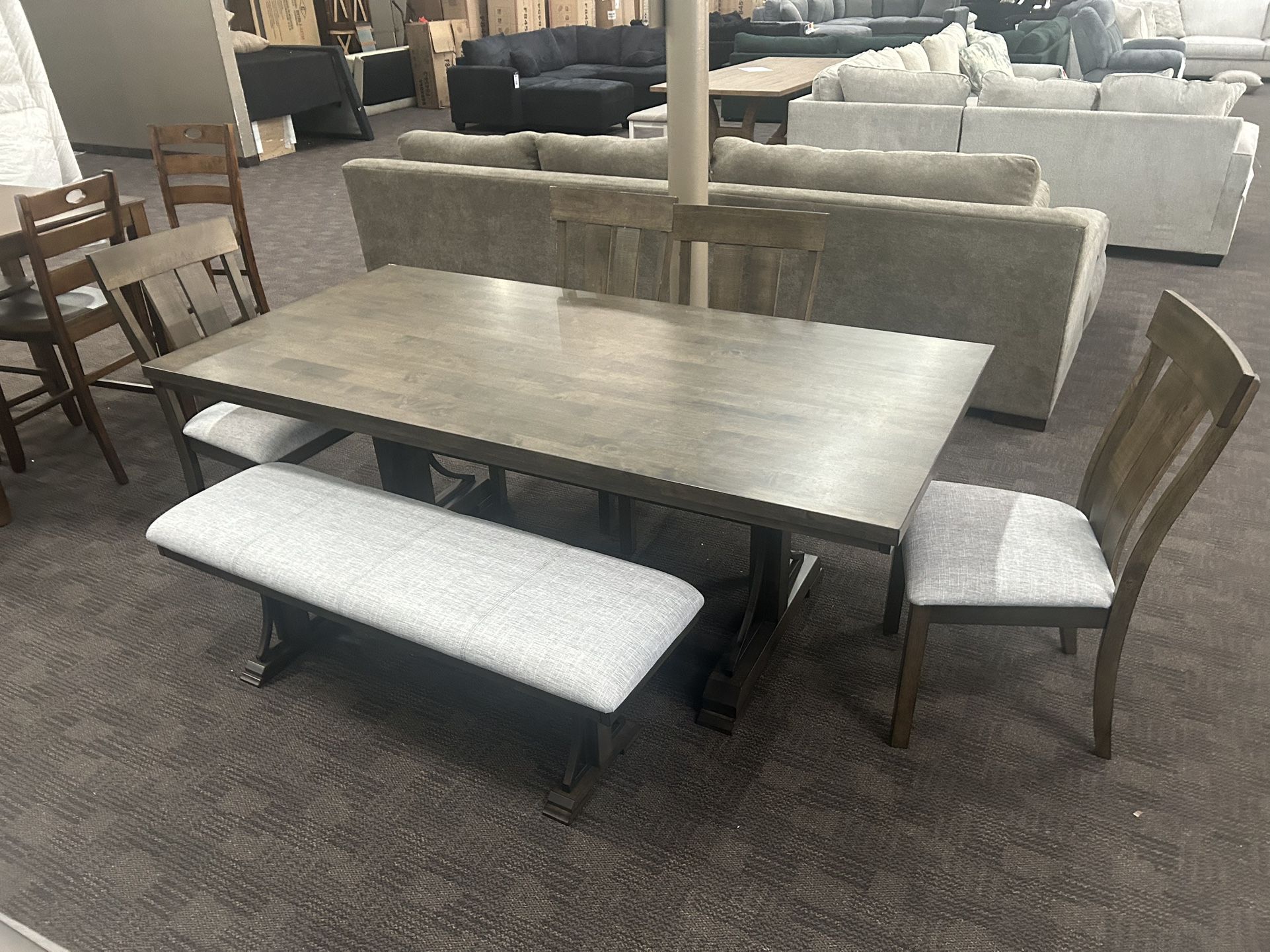 Large Dark Wood Table Set