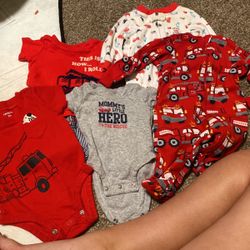 0-3 M Fire truck Lot Outfits 