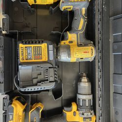 DEWALT DCD70796 Drill & DCF887 impact 20V 2 Battery Charger, Case 