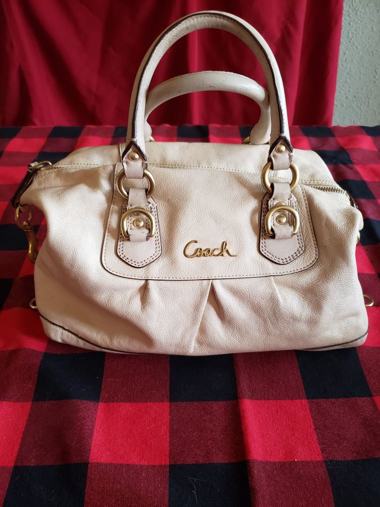 COACH light cream satchel.