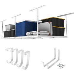 Fleximounts 4x8 Overhead Garage Storage Rack With Hooks