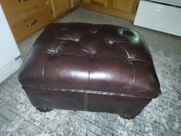 Real soft leather ottoman/footstool! Excellent shape! 