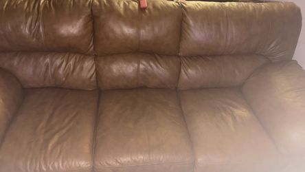 Brown Leather 3-Seat Sofa