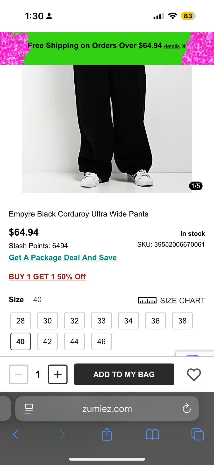 Empyre Corduroy Jeans Black 