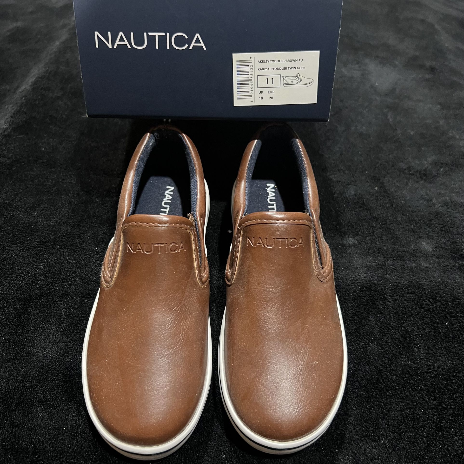Nautica Doubloon Slip On Boat Shoes Brown Casual Dress Loafer Youth Sz 4M