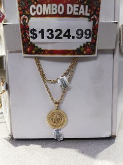 Gold RopeChain Necklace with Medusa Pendant