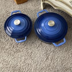 Curtis stone Ceramic Cast Iron Pots, 8 And 6 Qt