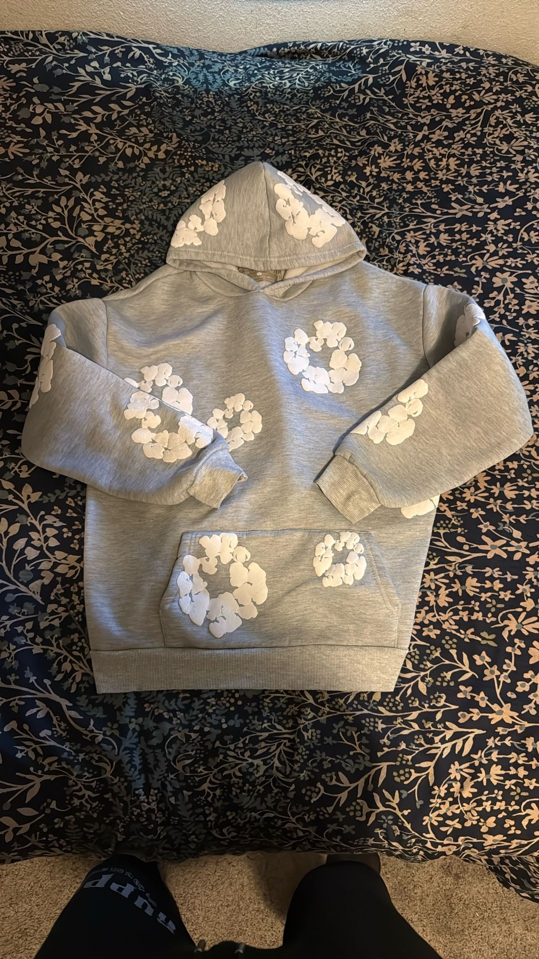 Grey Denim Tear Hoodie
