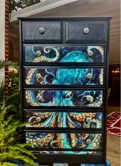 “Release The Kraken Inspired Vintage Chest of Drawers