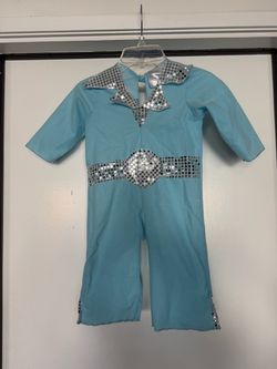 Kids Blue Sequin Disco Jumpsuit Costume