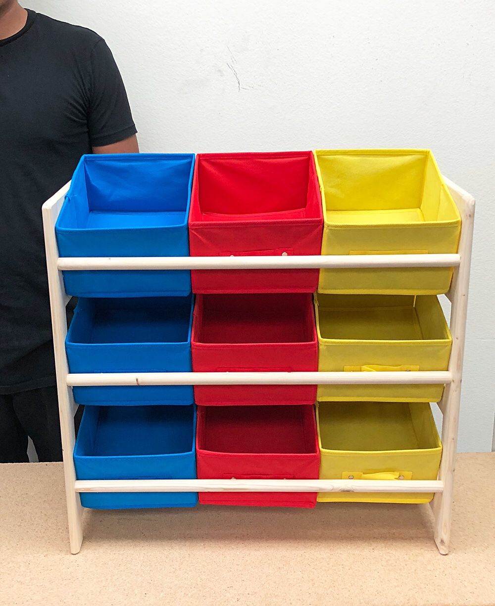 New $25 Kids Toy Storage Organizer Box Wood Frame Shelf Rack Playroom Bedroom Bookshelf 25”x11”x24”