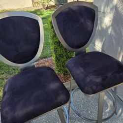 2 metal and suede barstools swivel