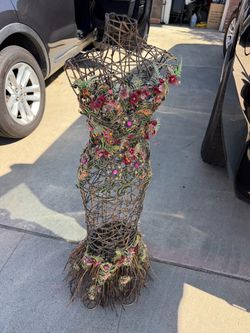 Wire Dress Form Mannequin with Floral Decor