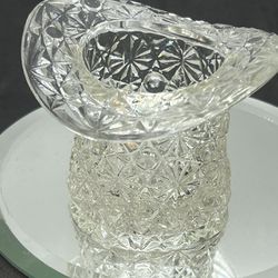 Vintage Fenton Top Hat Glass Toothpick Holder Clear Daisy Button Vase 2.5” Tall
