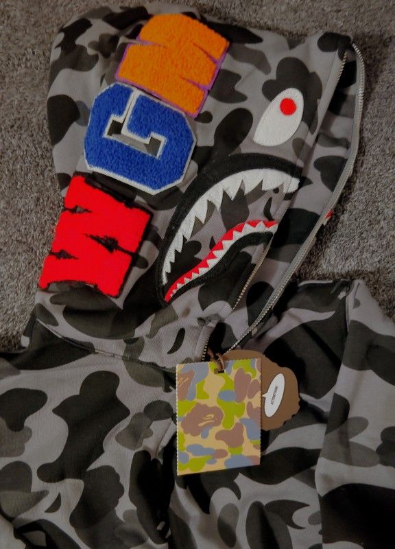 Bape Hoodie, Grey, Medium Size