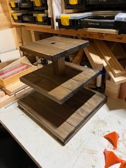 Wooden cupcake stand, handmade , collapses for storage