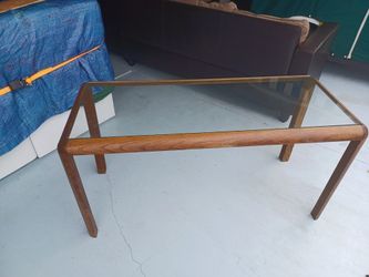 Glass Top Oak Table