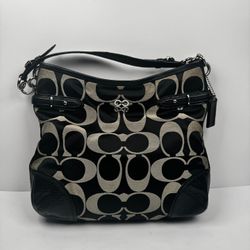 Coach Colette Signature Hobo Jacquard/Leather Black/Gray Shoulder Bag