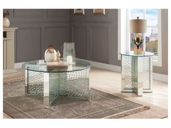 Nysa Mirrored & Faux Crystals Coffee Table