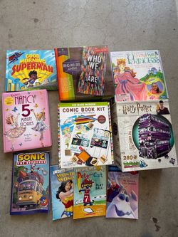 Kids books, games, CD player and swim vest
