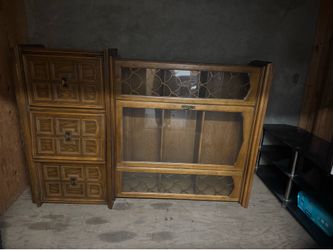Vintage Mid-Century Modern Real Wooden Wall Unit Hutch