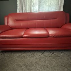 RED 3PC Sofa Loveseat Chair Modern Faux Leather Gel Living Room Set