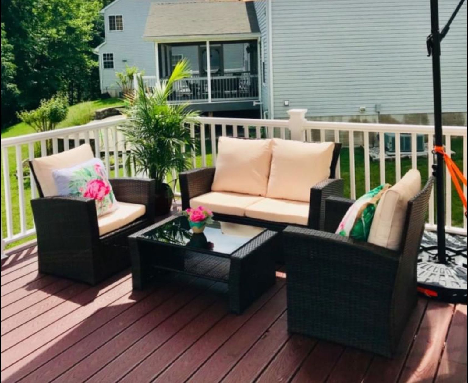 4 Piece Outdoor Patio Furniture Conversation Set