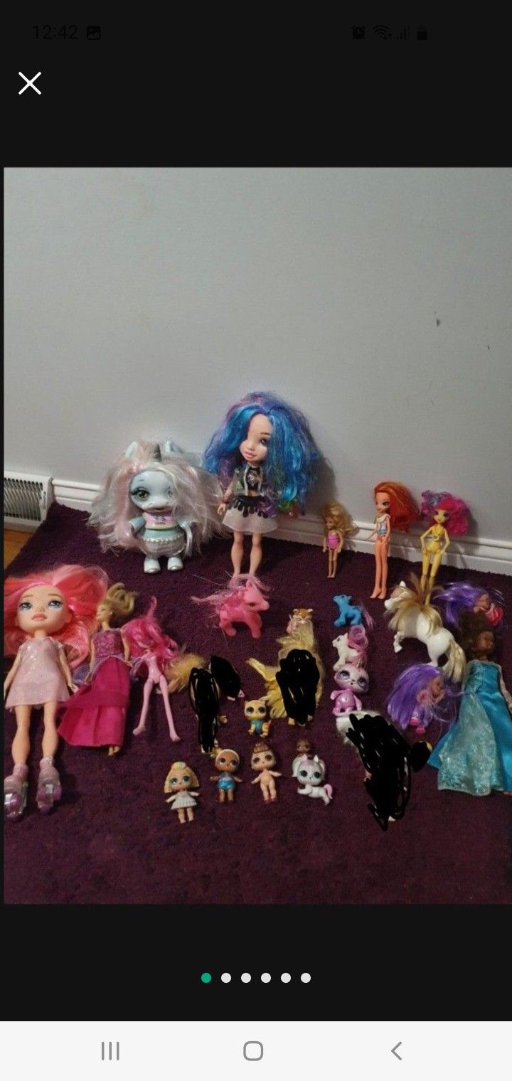 lol dolls, barbie dolls, my little ponies $50