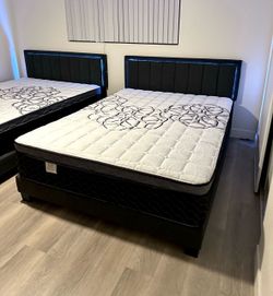 New queen bed frame with mattress